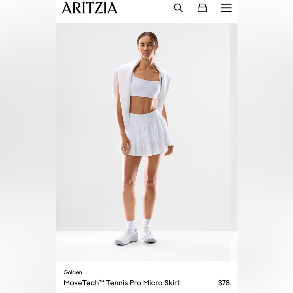 Aritzia Golden Tennis Pro Micro Skirt, White, Small